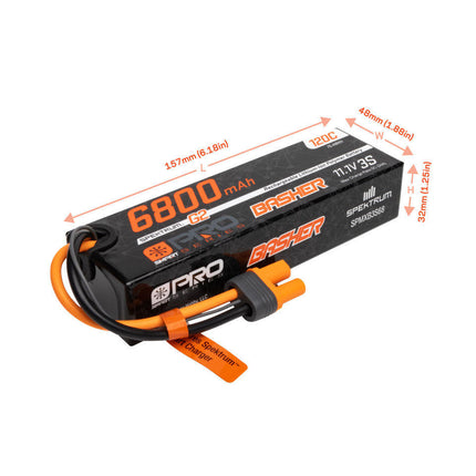 Spektrum 11.1V 6800mAh 3S 120C Smart G2 Pro Basher LiPo IC5 SPMXB3S68