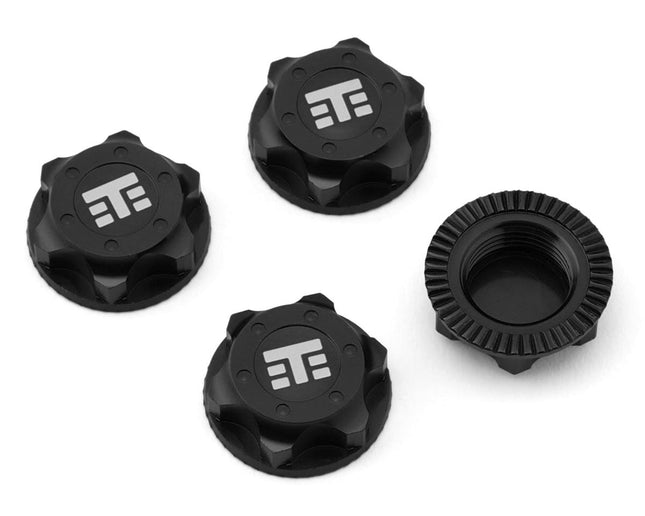 Tekno RC 17mm Aluminum "T Logo" Covered Serrated Wheel Nuts (Black) (4) TKR5116BK