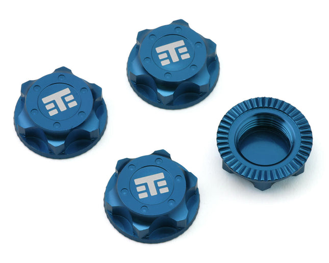 Tekno RC 17mm Aluminum "T Logo" Covered Serrated Wheel Nuts (Blue) (4) TKR5116BL