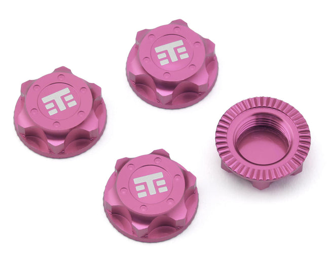 Tekno RC 17mm Aluminum "T Logo" Covered Serrated Wheel Nuts (Pink) (4) TKR5116BN