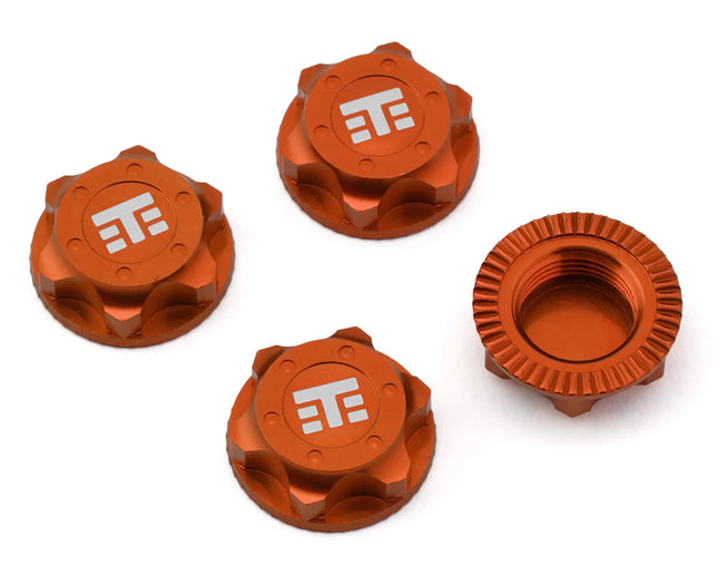 Tekno RC 17mm Aluminum "T Logo" Covered Serrated Wheel Nuts (Orange) (4) TKR5116BO