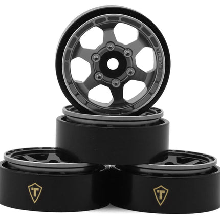 Treal Hobby X00396C7T5 Type D 1.0" Concave 6-Spoke Beadlock Wheels (Grey) (4) (21.2g) TLHTSCX24-151