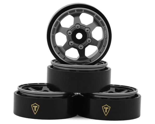 Treal Hobby X00396C7T5 Type D 1.0" Concave 6-Spoke Beadlock Wheels (Grey) (4) (21.2g) TLHTSCX24-151