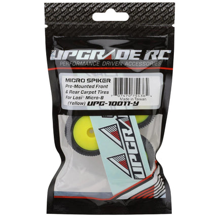 UpGrade RC Micro Spiker Pre-Mounted Front and Rear Carpet Tires for Losi® Micro-B (Various Colors)