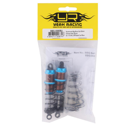 Yeah Racing BBG-0080BU Aluminum Go Big Bore Off-Road Shocks (Blue) (2) (80mm) YEA-BBG-0080BU