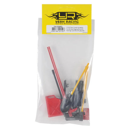 Yeah Racing YA-0356RD 6-Piece Scale Tool Set (Red) w/Axe, Shovel, Oil Tank, Jack, Winch YEA-YA-0356RD
